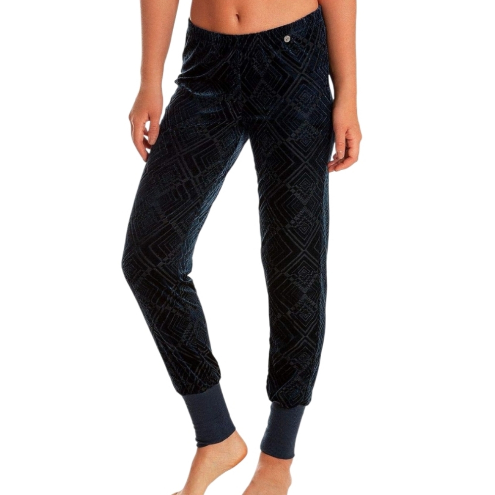 Midnight Bakery Geo Burnout Velvet Jogger Dark Blue Pants Large‎